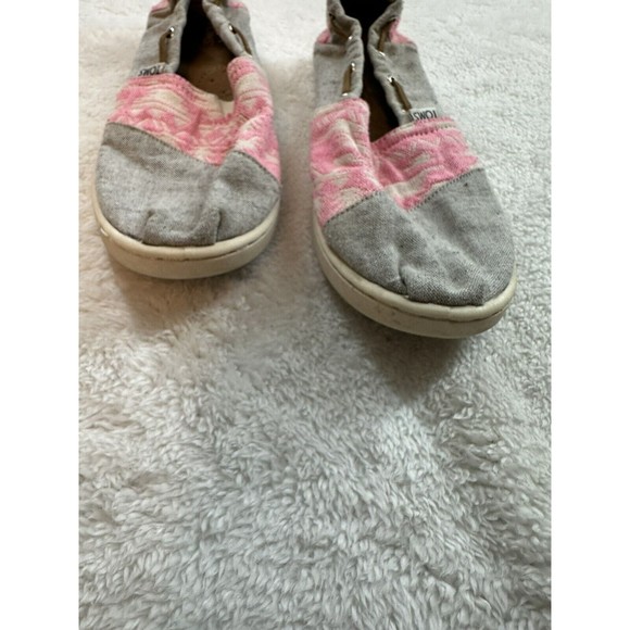 TOMS Chambray Bimini Shoes 6Y/Womens 7 Pink/Grey Slip On Casual Geo Textile - Picture 4 of 7